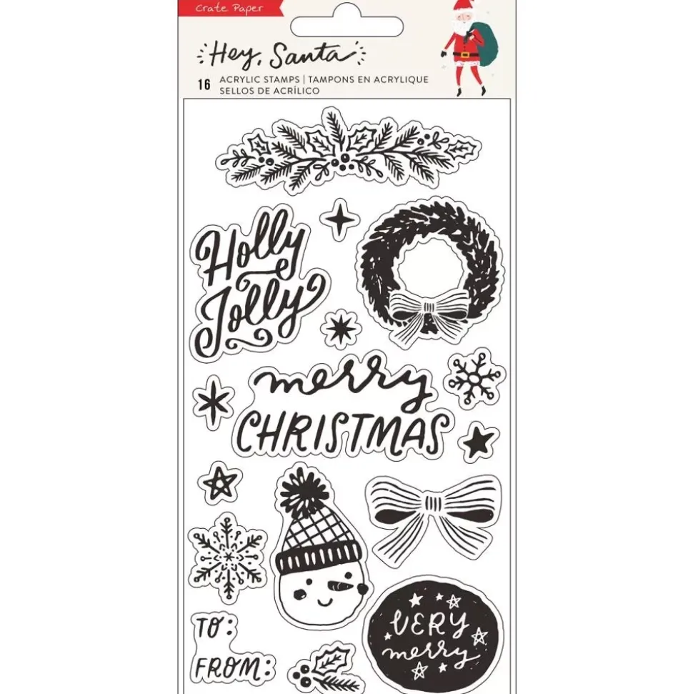 SUPER OFERTA **40%** Set de Sellos Transparentes Hey Santa Crate Paper
