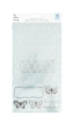 SUPER OFERTA **40%** Set de Sellos Acrílicos Diamonds Background Hip Stamp Hooray American Crafts