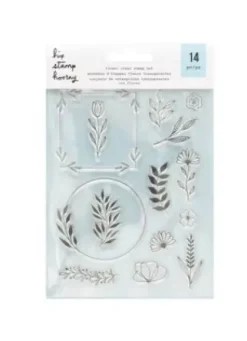 SUPER OFERTA **40%** Set de Sellos Acrílicos Flower Hip Stamp Hooray American Crafts