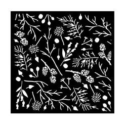SUPER OFERTA **30%** Stencil Ramitas y Piñas Forest Stamperia 18x18cm