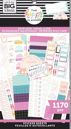 SUPER OFERTA **40%** Super Pack de Stickers Save Now Spend Later Happy Planner
