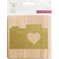 SUPER OFERTA **40%** Tarjetas de madera con glitter Project Life