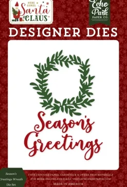 SUPER OFERTA **40%** Troqueles Season's Greetings Wreath Here Comes Santa Claus Echo Park