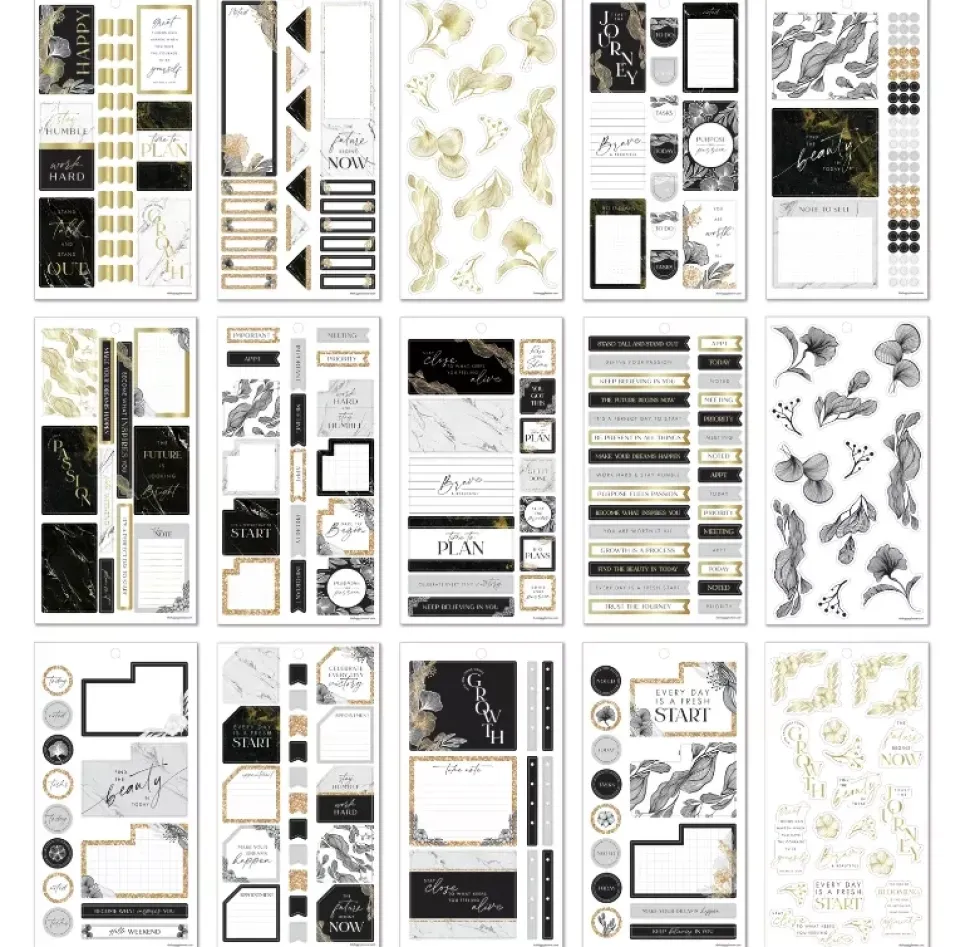 Super Pack Stickers Black & Gold Happy Planner