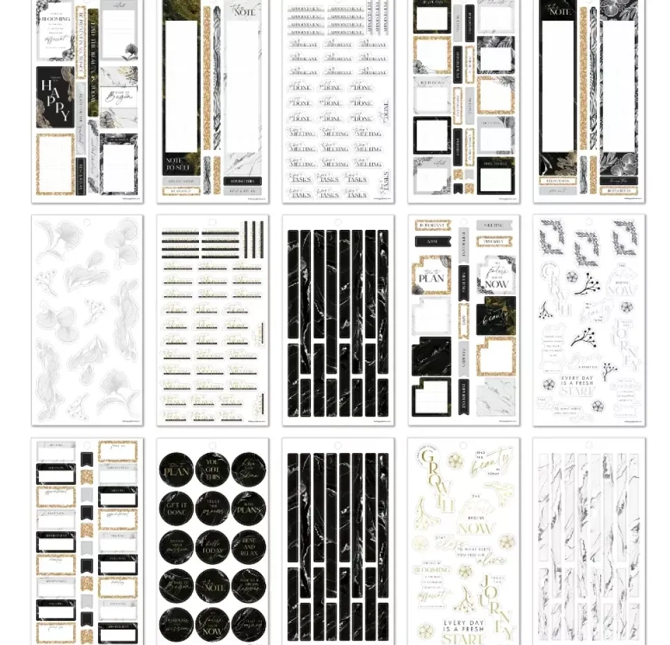 Super Pack Stickers Black & Gold Happy Planner