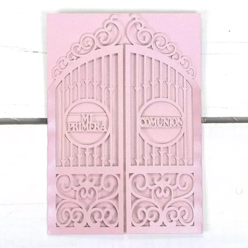 Tarjeta Mi Primera Comunión Rosa nacarado Dayka