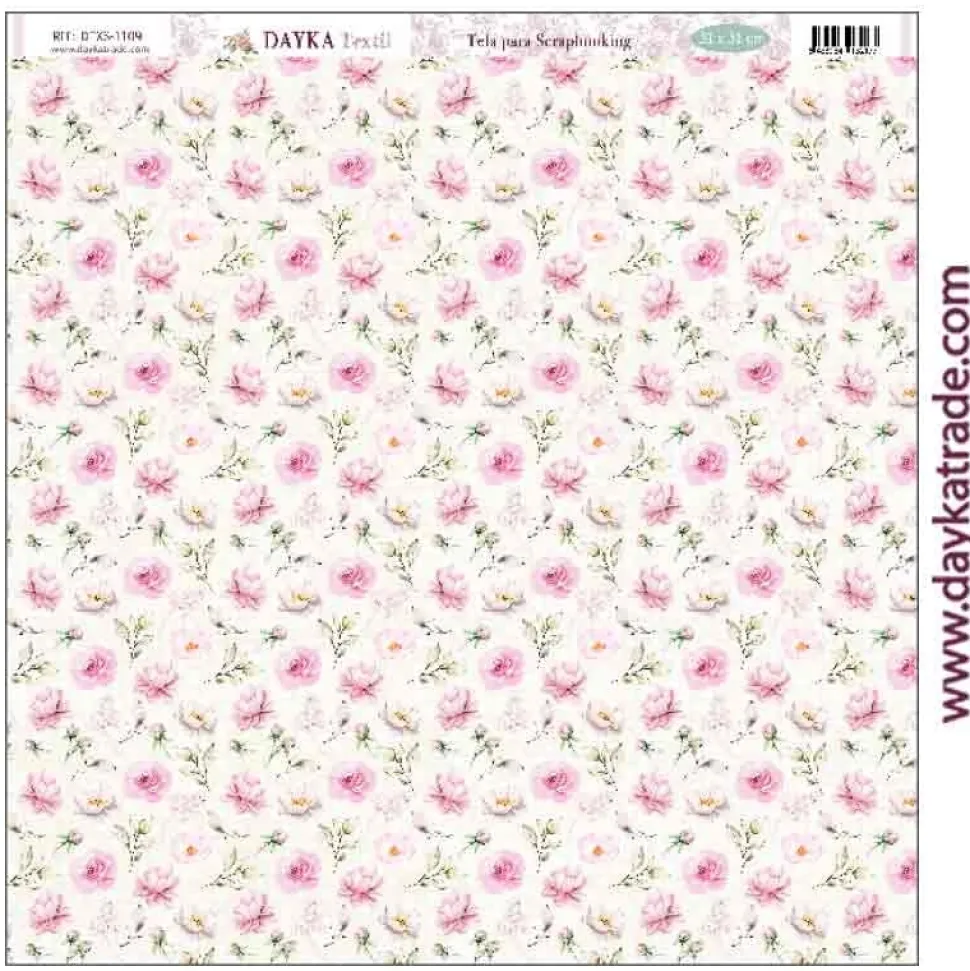 Tela DTXS-1109 Fondo flores rosas Amor y Fe Dayka 30x30cm