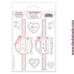 Tela para Scrapbooking y Cartonaje Etiquetas Recuerdo de mi Comunión Rosas Dayka 12x15,7cm