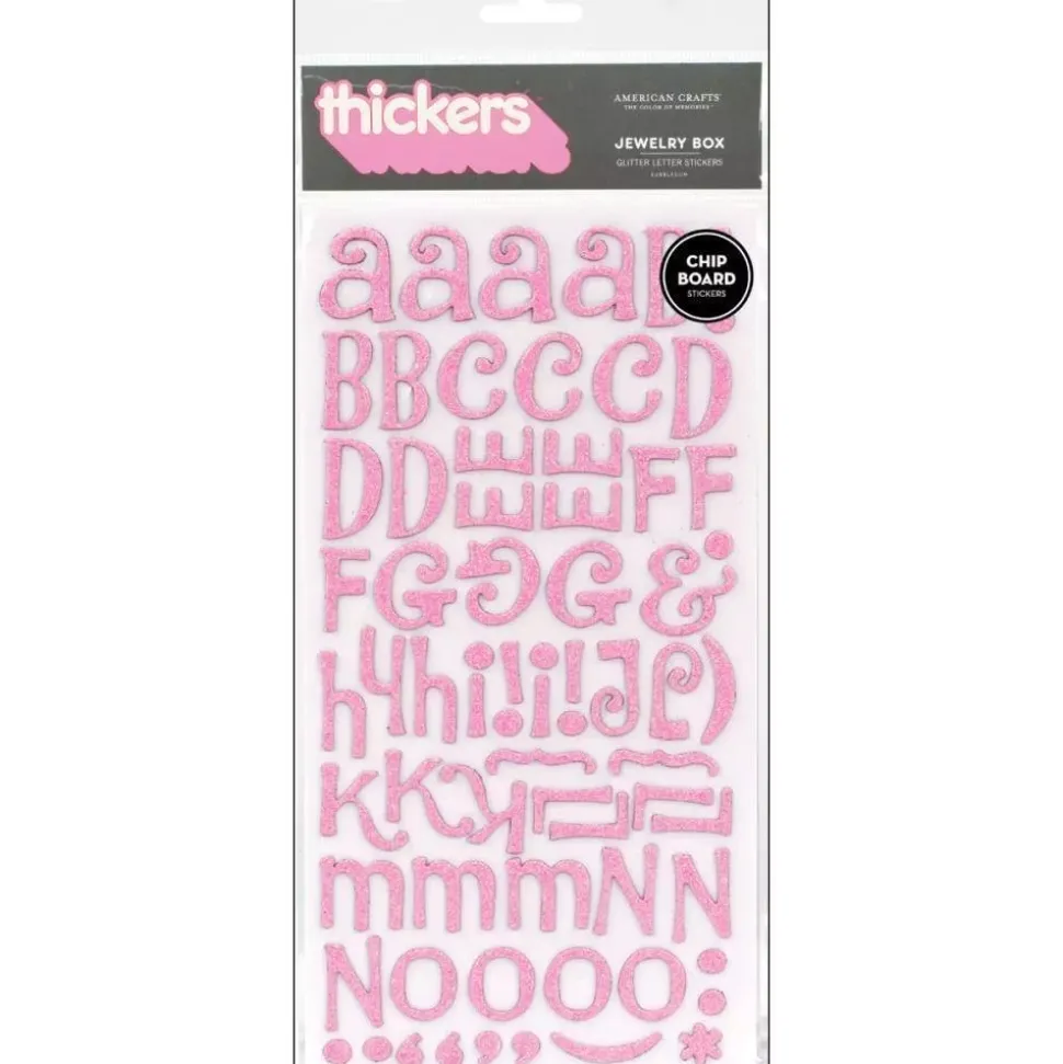 Thickers abecedario Jewelry Box Bubble Gum con glitter de chipboard