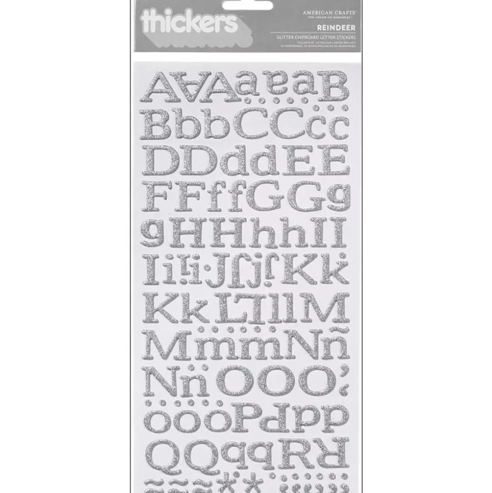 Thickers abecedario Reindeer Silver con glitter de chipboard