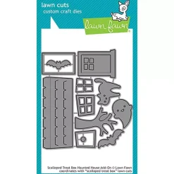 Troquel Lawn Fawn Scalloped Treat Box Haunted House compatible con Sizzix
