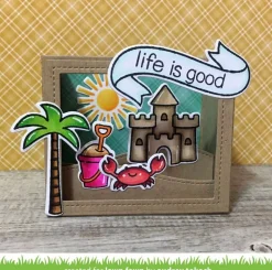 Troquel Lawn Fawn Scalloped Treat Box Haunted House compatible con Sizzix