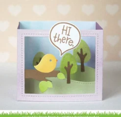 Troquel Lawn Fawn Scalloped Treat Box Haunted House compatible con Sizzix