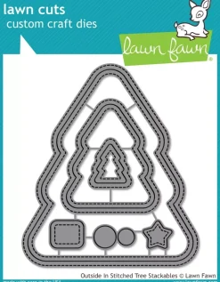 Troquel Outside In Stitched Christmas Tree Lawn Fawn compatible con Sizzix