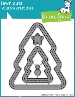 Troquel Stitched Christmas Tree Frames Lawn Fawn compatible con Sizzix