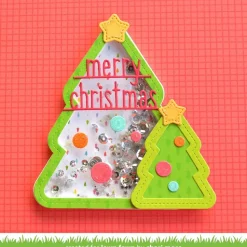 Troquel Stitched Christmas Tree Frames Lawn Fawn compatible con Sizzix