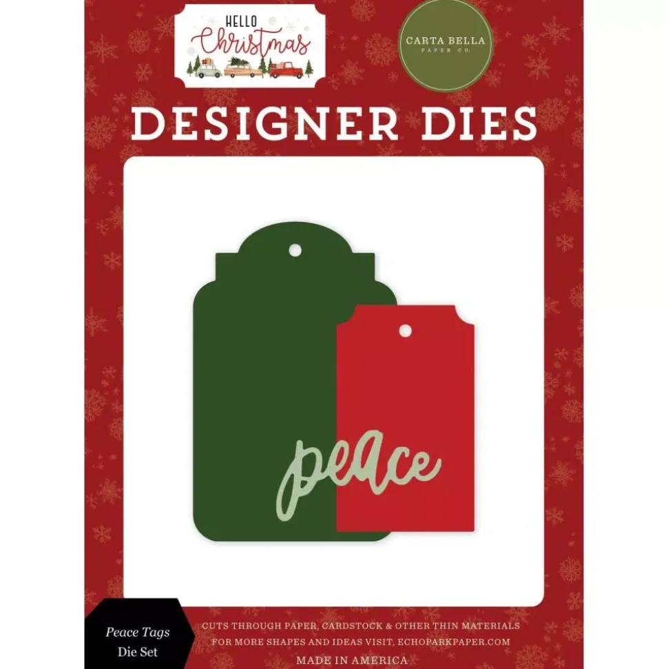 Troqueles Peace Tags Hello Christmas Carta Bella
