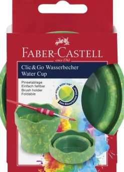 Vaso Portátil verde marmol Click&Go Connector Faber-Castell
